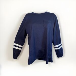 RUBZOOF Navy Lounge Set Sweatpants Crewneck Sweater Women’s L Cozy Soft Elastic